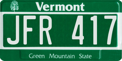 VT license plate JFR417