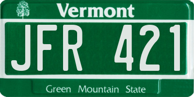 VT license plate JFR421