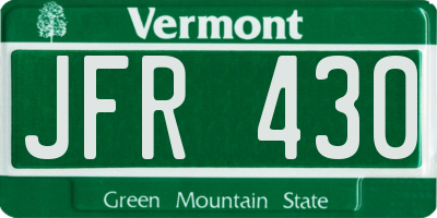 VT license plate JFR430