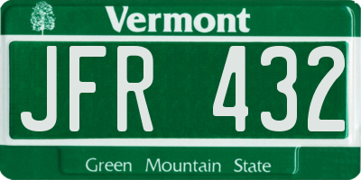 VT license plate JFR432