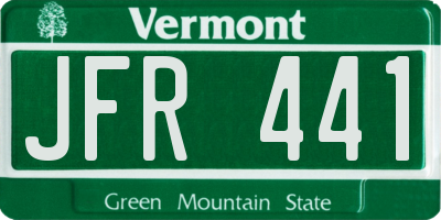 VT license plate JFR441