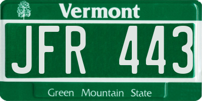 VT license plate JFR443