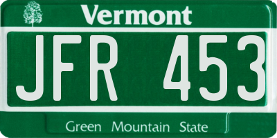 VT license plate JFR453
