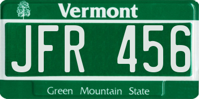 VT license plate JFR456