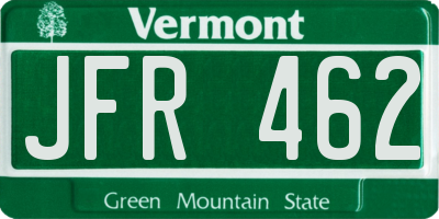 VT license plate JFR462