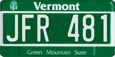 VT license plate JFR481