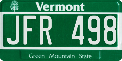 VT license plate JFR498