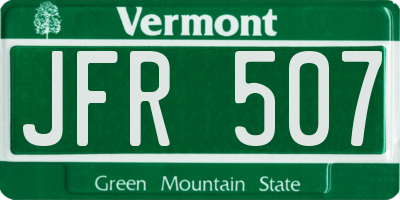 VT license plate JFR507