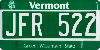 VT license plate JFR522