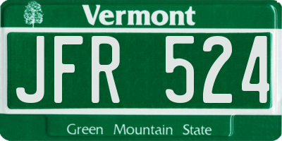 VT license plate JFR524
