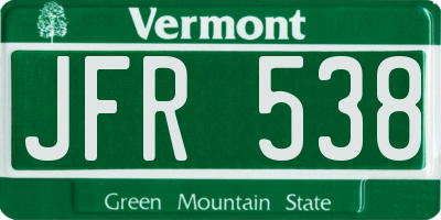 VT license plate JFR538