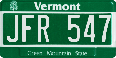 VT license plate JFR547