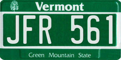 VT license plate JFR561