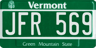 VT license plate JFR569