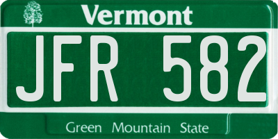 VT license plate JFR582
