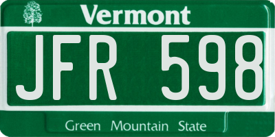 VT license plate JFR598