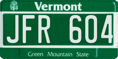 VT license plate JFR604