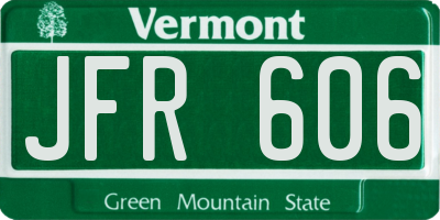 VT license plate JFR606
