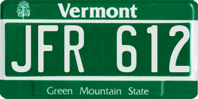 VT license plate JFR612