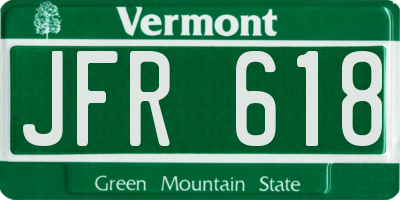 VT license plate JFR618