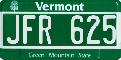 VT license plate JFR625