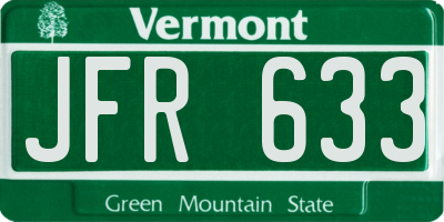 VT license plate JFR633