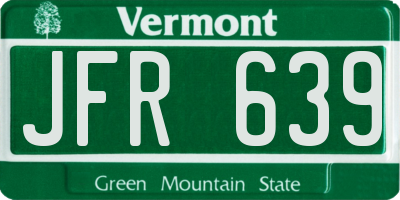 VT license plate JFR639