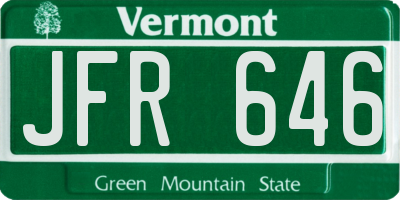 VT license plate JFR646
