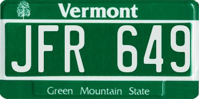 VT license plate JFR649
