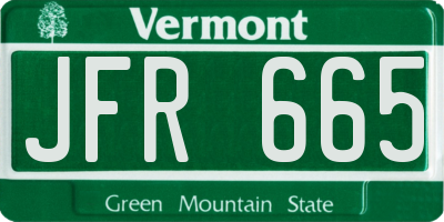 VT license plate JFR665