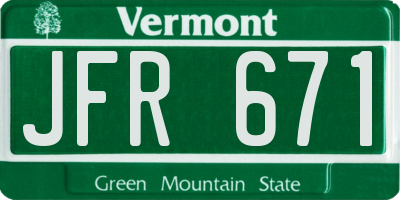 VT license plate JFR671