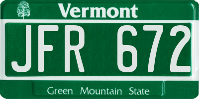 VT license plate JFR672