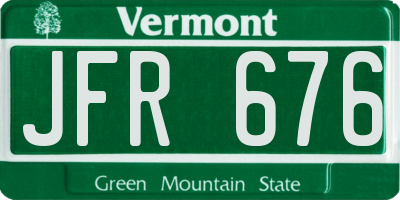 VT license plate JFR676
