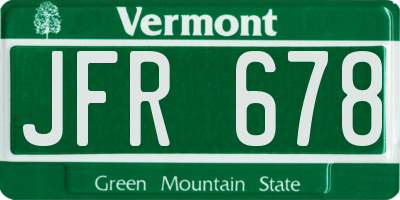 VT license plate JFR678
