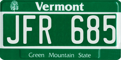 VT license plate JFR685