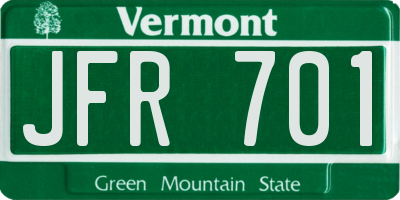 VT license plate JFR701
