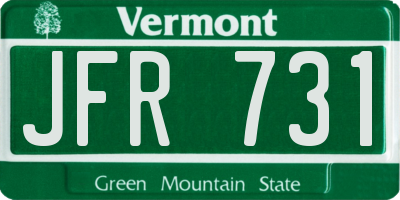 VT license plate JFR731