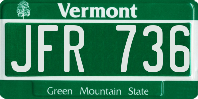 VT license plate JFR736