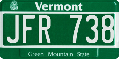 VT license plate JFR738