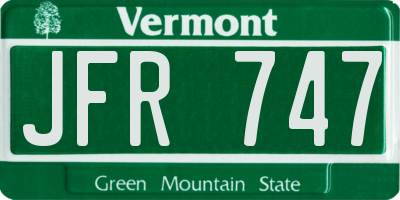 VT license plate JFR747