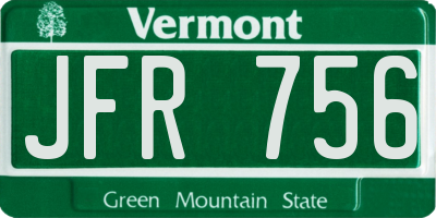 VT license plate JFR756