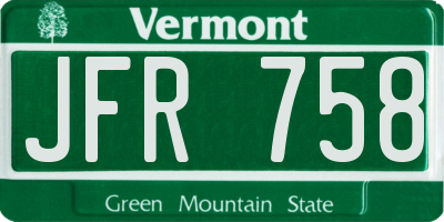 VT license plate JFR758