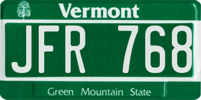 VT license plate JFR768