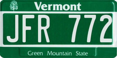 VT license plate JFR772