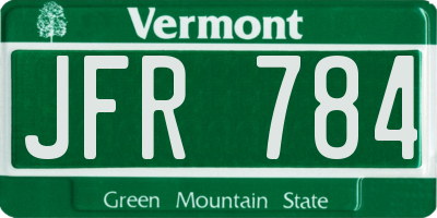 VT license plate JFR784