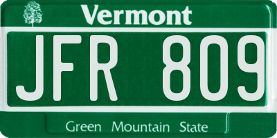 VT license plate JFR809
