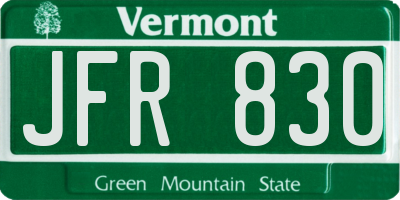 VT license plate JFR830