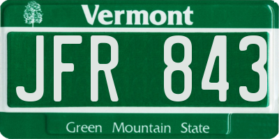 VT license plate JFR843