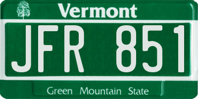 VT license plate JFR851