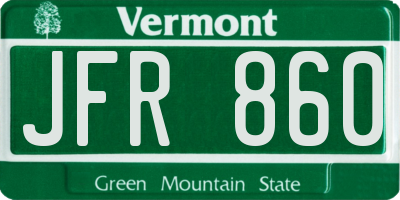 VT license plate JFR860
